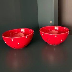 Loucarle Red Bowls With White Polka Dots
